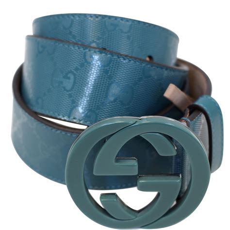 gucci men's teal imprime interlocking g buckle belt 223891 4715|Belt with square buckle and Interlocking G .